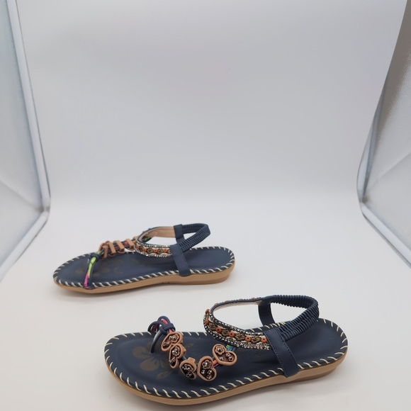 Embellished Navy Sandals Cool BOHO style Sz 6 - Picture 4 of 7